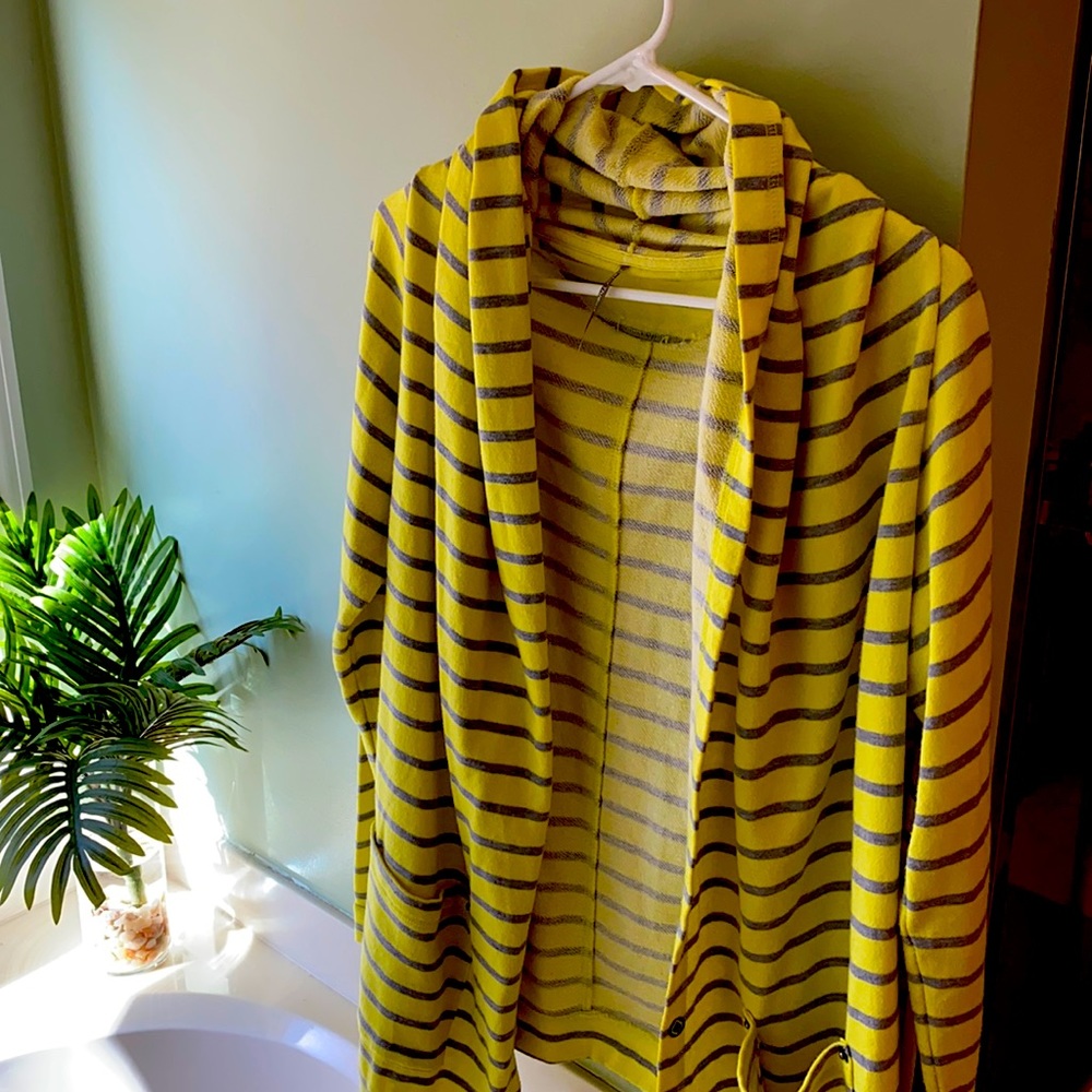 Yellow and Grey Striped Cardigan